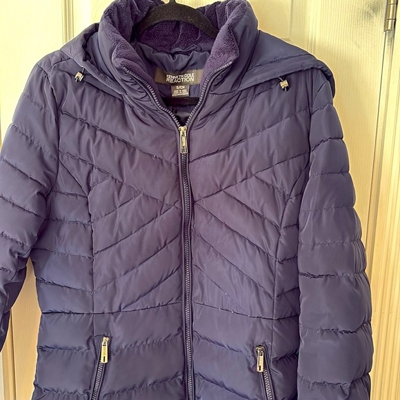 Women Navy Blue Puffer Coat - Picture 2 of 6